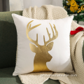 Capa de travesseiro de árvore de Natal com bordado de toalha dourada